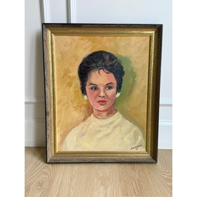 1960s Signed Oil Portrait of a Snobbish Young Woman 1962 For Sale - Image 5 of 6