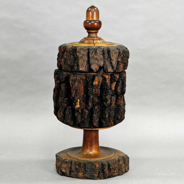 Rustic Decor Antique Wooden Humidor A very large highly decorative rustic wooden humidor turned out from a solid thunk,...