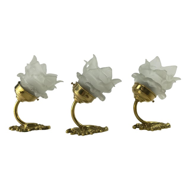 Small French Wall Lamp with Glass Shade For Sale