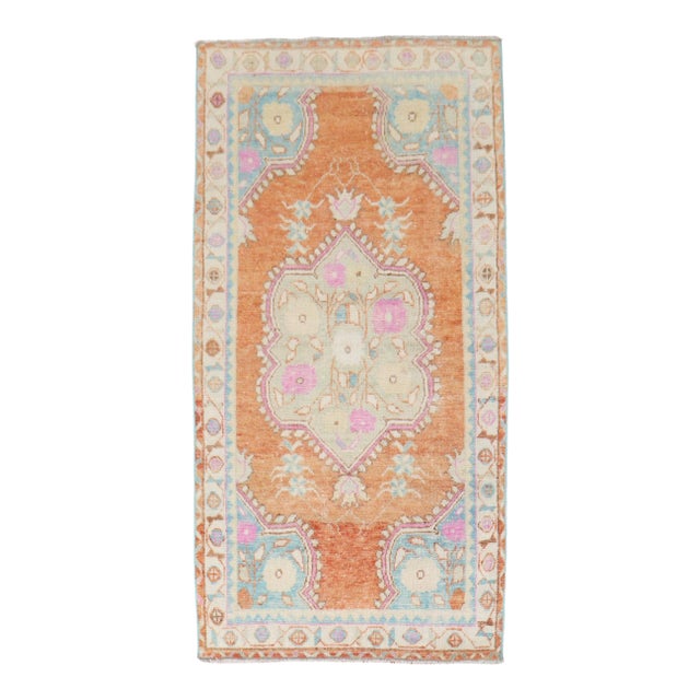 Vintage Orange Turkish Anatolian Rug - 2'10" x 5'3" For Sale