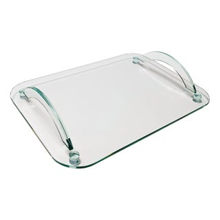 Transparent Glass Tray in the style of Fontana Arte, Italy, 1980s For Sale