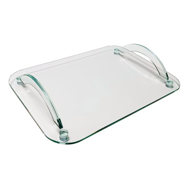 Transparent Glass Tray in the style of Fontana Arte, Italy, 1980s For Sale