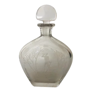 Vintage Orrefors Sweden Crystal Glass Liquor Wine Decanter With Etched Figurine