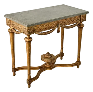 French 18th Century Gold Gilt Console with Marble Top