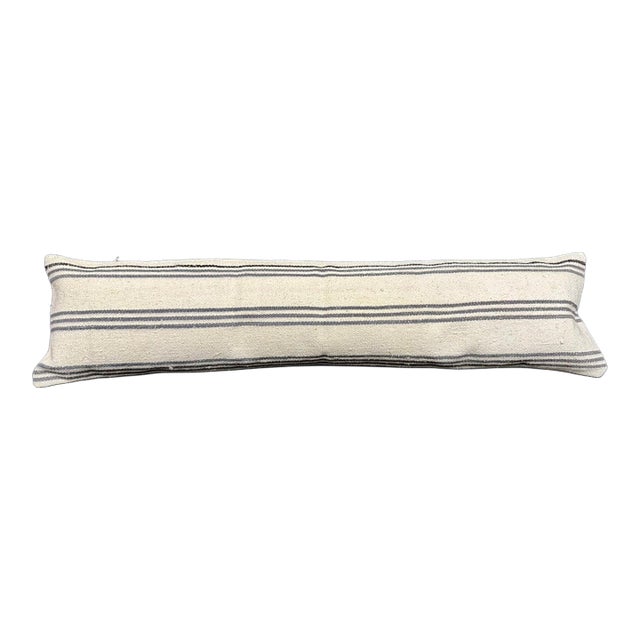 Turkish Hemp Pillow Cushion Natural Beige Gray Cushion Cover 12x46 For Sale