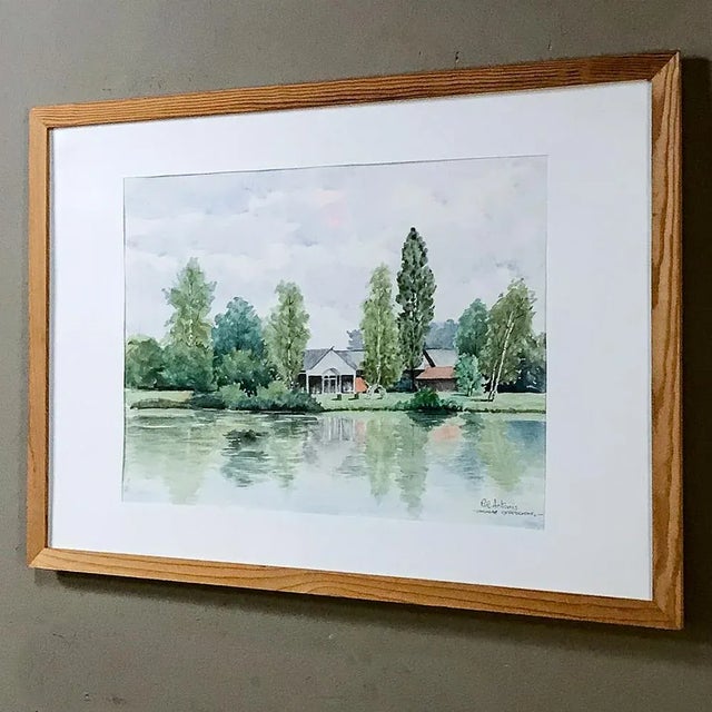 Mid 20th Century Mid-Century Hand Painted Framed Watercolor by Pol Antonis For Sale - Image 5 of 13