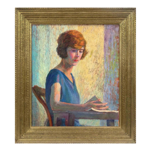 Early 20th Century Reading Impressionist Oil Painting by Grace Cochrane Sanger