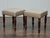 Brown Pair of 19th Century English Oak Stools with Custom Linen Upholstery For Sale - Image 8 of 11