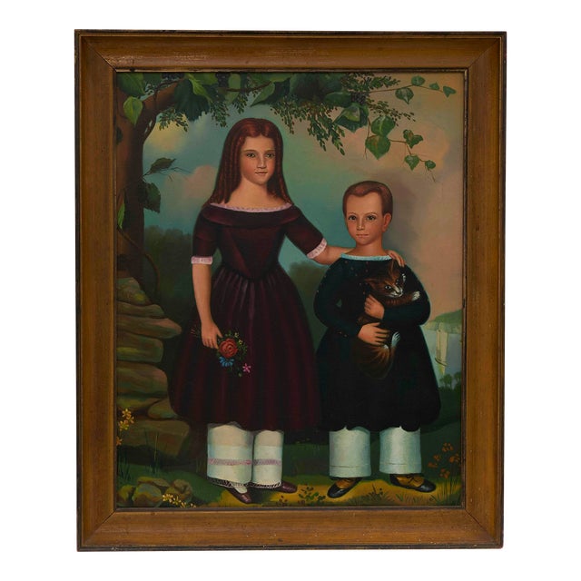 Primitive Folk Art Painting After Jefferson Gauntt For Sale