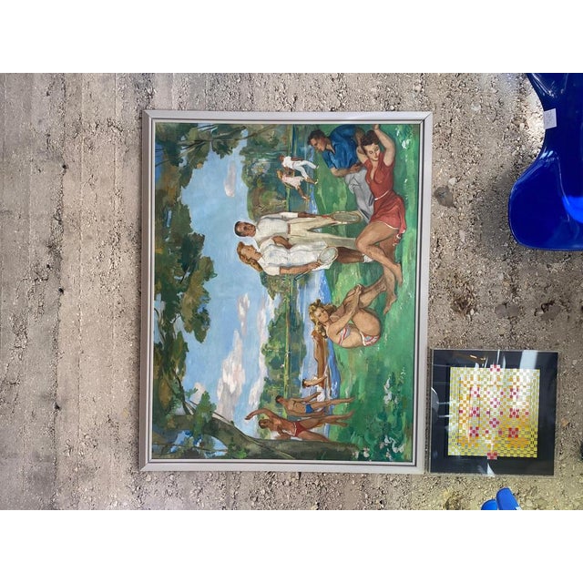 Paul Girol, Landscape, 1955, Large Oil on Canvas For Sale - Image 7 of 10