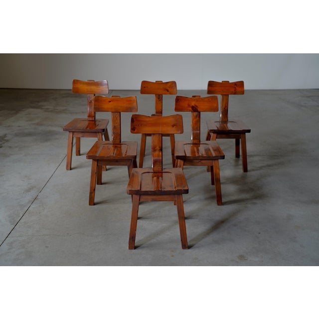 Vintage Italian T Back Dining Chairs, 1970s, Set of 6 For Sale - Image 4 of 8