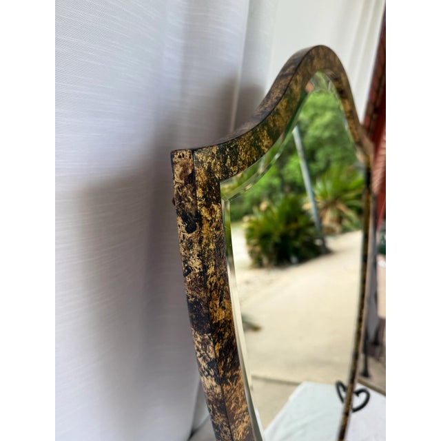 Vintage Newly Painted Hepplewhite Wall Mirror in Faux Tortoiseshell Finish For Sale - Image 4 of 7