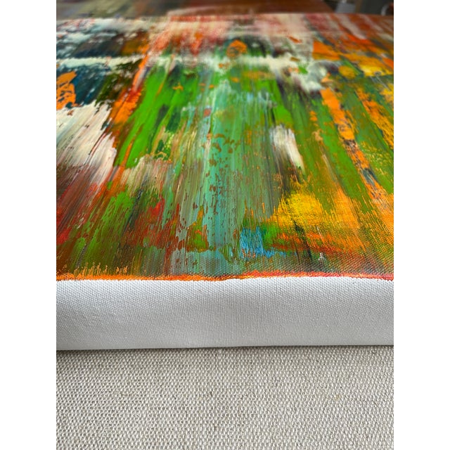 Bright Green Contemporary Abstract Oil on Canvas "Abstract Informal 2024-2121-5" by Robert Niesse For Sale - Image 8 of 10