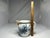 Antique Blue Floral Transferware Pitcher - Gold Gilt Accents c. 1904 For Sale - Image 9 of 10