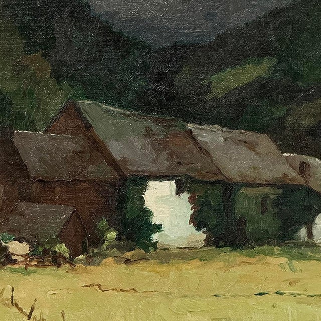 Framed Oil Painting on Canvas by Pierre Colson (1930-?) 'Farmhouse in the Ardennes' For Sale - Image 12 of 16