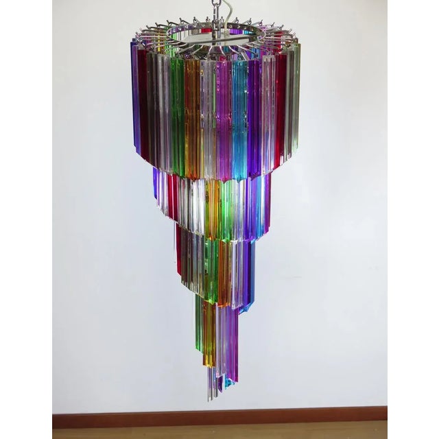 Vintage Italian Multicolored Glass and Metal Mariangela Chandelier, 1983 For Sale - Image 6 of 11