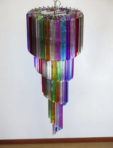 Vintage Italian Multicolored Glass and Metal Mariangela Chandelier, 1983 Chandeliers