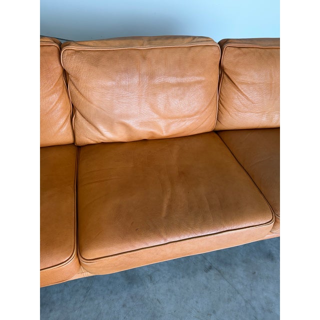 Mid Century Danish Cognac Leather Sofa For Sale - Image 9 of 10
