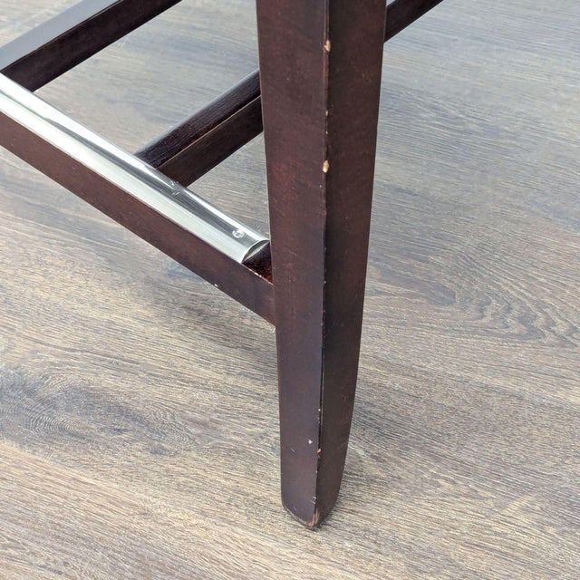 Wood Leather and Wood Bar Stool For Sale - Image 7 of 8