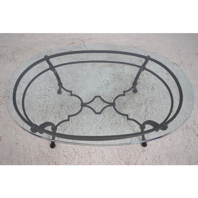 Queen Anne Wrought Iron Base Glass Top Coffee Table For Sale - Image 3 of 13