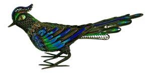 1900s Chinese Gilt Silver Filigree & Enamel Blue Bird Figurine