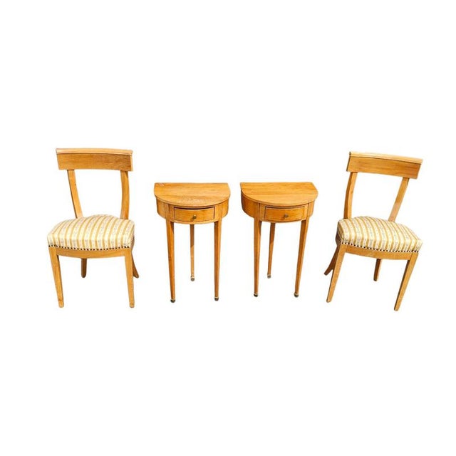 Biedermeier Cherrywood Chairs and Side Tables, Set of 4 For Sale - Image 4 of 18