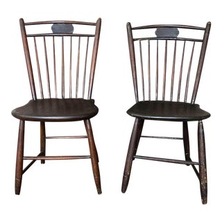 Pair of 19th Century Birdcage Windsor Side Chairs For Sale