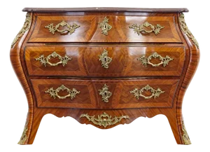 Mid-Century Rococo Revival Bombe Kingwood Mahogany Chest of Drawers, 1950s