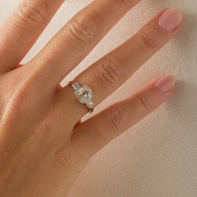 1930s 1930s Art Deco Gia 2.01 Carat Old Mine Cut Diamond Platinum Engagement Ring, Size 8.25 For Sale - Image 5 of 8
