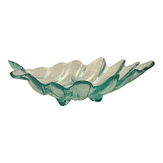 Mid 20th Century Art Glass Leaf Bowl For Sale