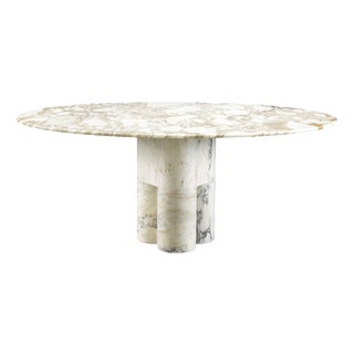 Tria Round Calacatta Gold Marble Dining Table by Lorenza Bozzoli For Sale