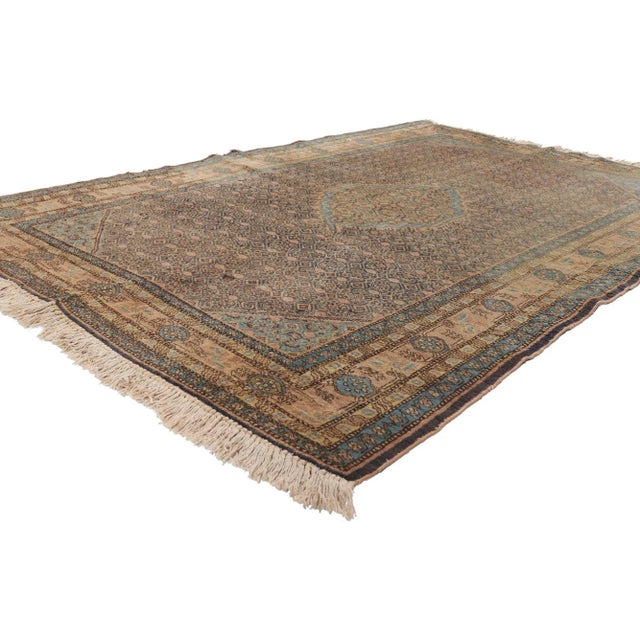 21682 Vintage Persian Ardabil rug 04'07 x 06'05. Emanating timeless style with incredible detail and texture, this hand...