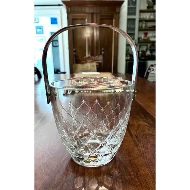French Etched Christian Dior Crystal Ice Bucket Champagne Chiller For Sale - Image 3 of 9