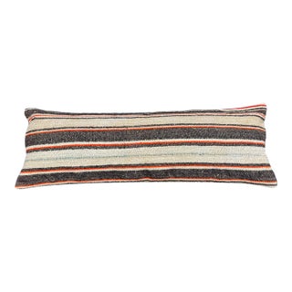 Turkish Hemp Pillow Cushion Natural Beige Black Cushion Cover 14"x40" For Sale