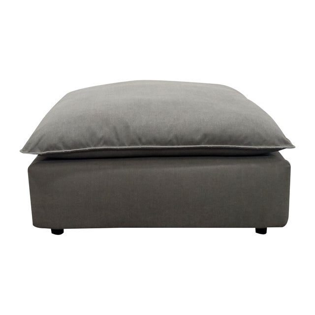 Boho Chic Cali Slate Performance Fabric Ottoman For Sale - Image 3 of 7
