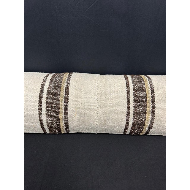 Contemporary Turkish Hemp Pillow Cushion Natural Beige Brown Cushion Cover 12"x46" For Sale - Image 3 of 4