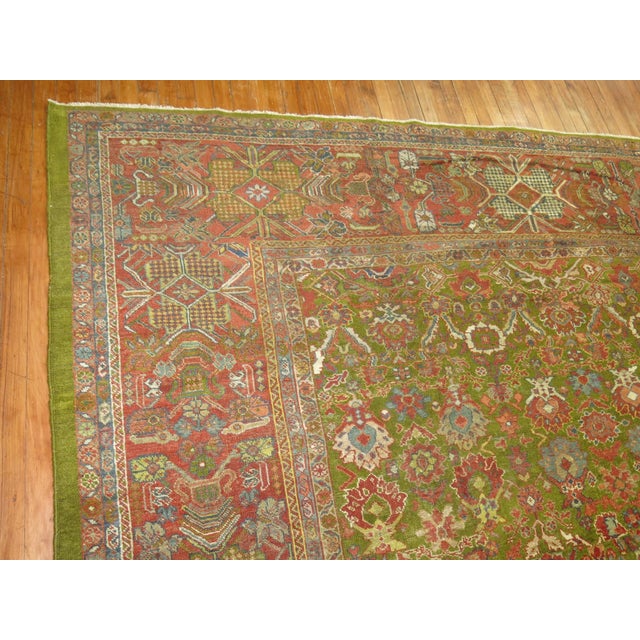 Textile Green Antique Sultanabad Rug - 10' x 14'2" For Sale - Image 7 of 9