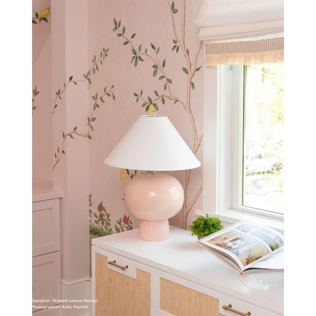 New special order item. Not vintage. The calm color palette of the Annie table lamp is simply stunning. The bulb shaped...