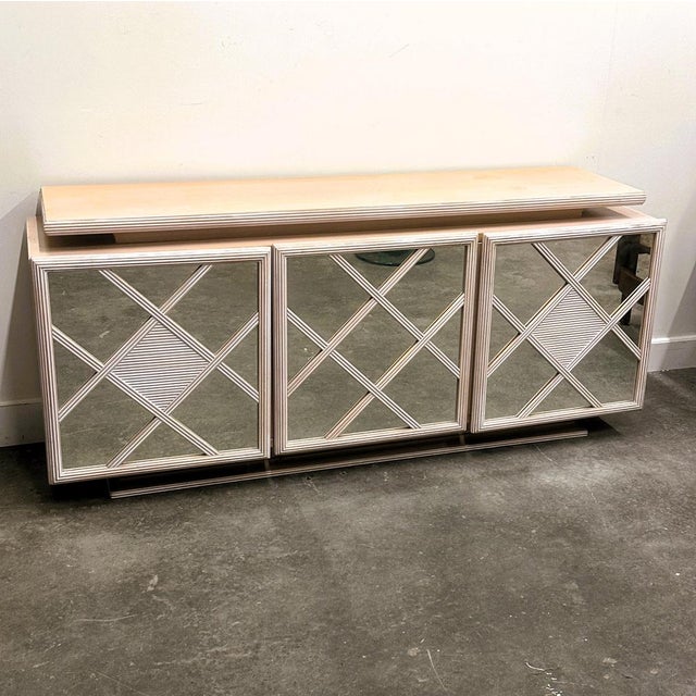 Soft Pink Geometric Mirrored Sideboard from Roche Bobois, 1980s For Sale - Image 12 of 12