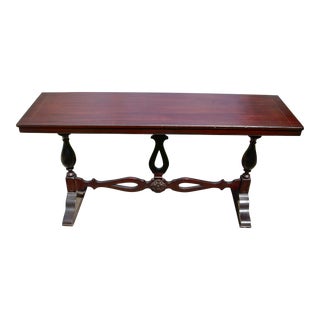 Antique 1920s Mahogany Consloe Library Table For Sale