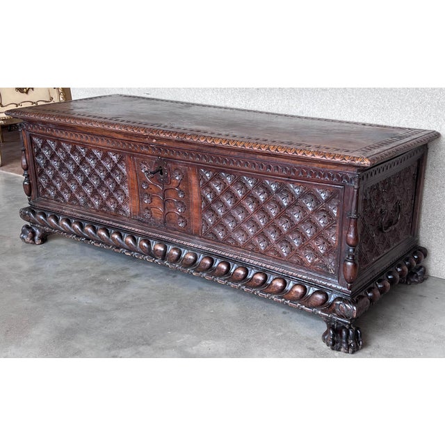 17th Century Italian Carved Cassone Trunk with Original Hardware For Sale - Image 18 of 18