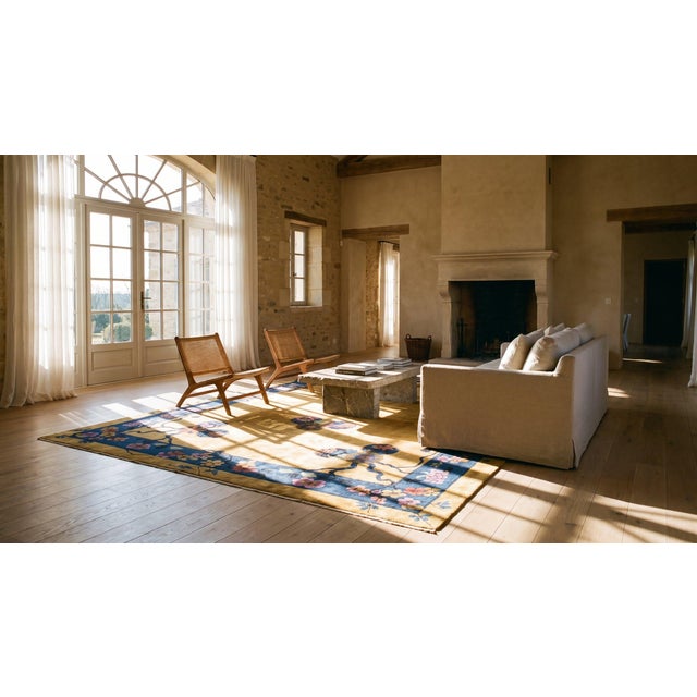 1920s Goldenord Floral Medallions Antique Chinese Art Deco Carpet 9' X 11' 7" Knotted Wool Rug For Sale - Image 12 of 12