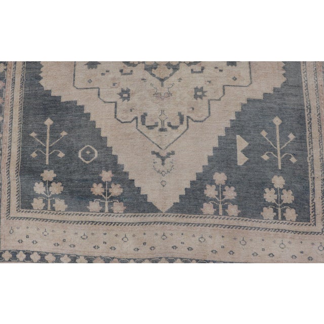 Beige Vintage Turkish Oushak Rug With Elegant Gray and Soft Beige Motifs 5'1 X 6'4 For Sale - Image 8 of 11