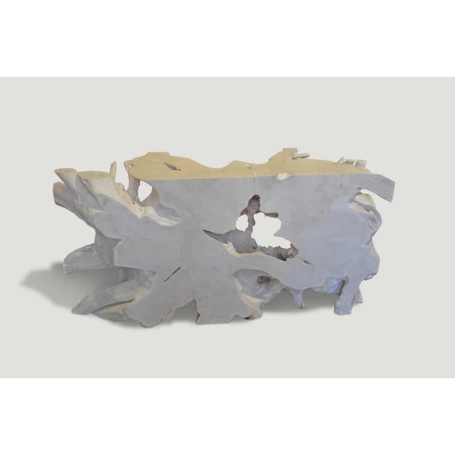 2010s Andrianna Shamaris Bleached Teak Wood Console or Coffee Table For Sale - Image 5 of 5