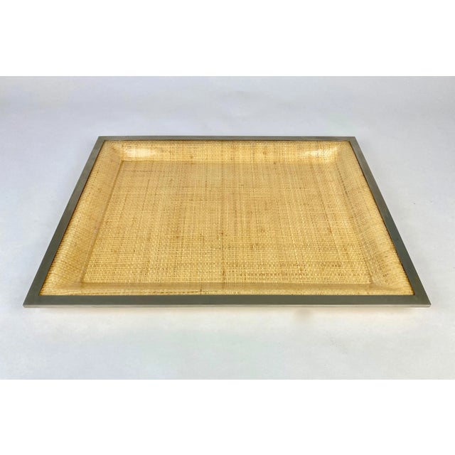 1970s Wicker & Acrylic Serving Tray from Janetti, Italy, 1970s For Sale - Image 5 of 11