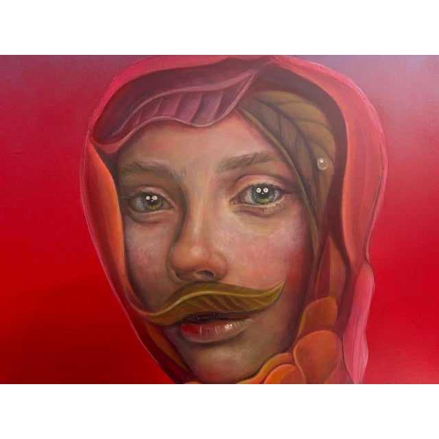 Natasha Lelenco, Anthropomorphic Floral Portrait Painting with Hybrid Face and Botanical Motifs, 2026, Acrylic Painting For Sale - Image 9 of 10