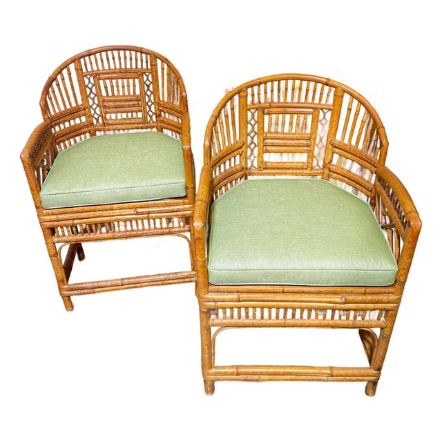 Mid 20th Century Brighton Pavilion Bamboo Arm Chairs Pair by Thomasville For Sale