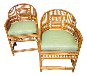 Mid 20th Century Brighton Pavilion Bamboo Arm Chairs Pair by Thomasville