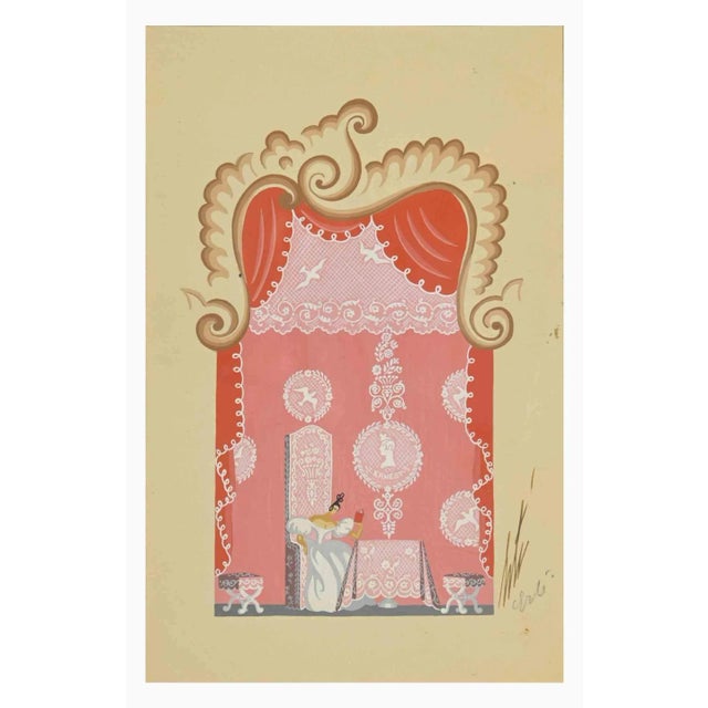 Erté, Norina's Room, Gouache, 1970s For Sale - Image 4 of 5