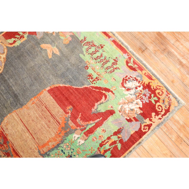 Early 20th Century Jolly Deer Pictorial Karabagh Conversation Rug For Sale - Image 18 of 18